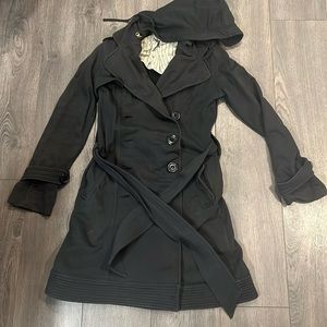 Mike & Chris Navy Sweatshirt Trench Coat, size M